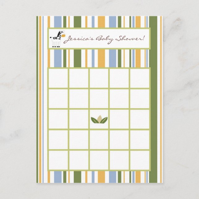 Schriftliche Bingo Card Safari Freunde Einladungspostkarte (Vorderseite)