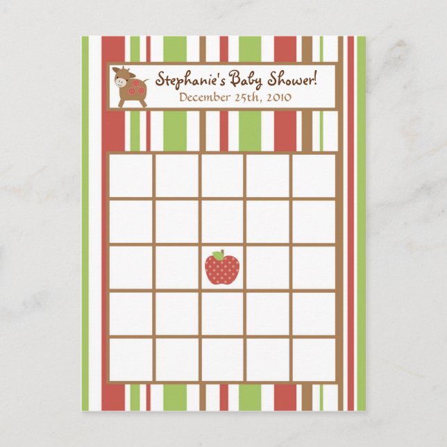 Schriftliche Bingokarte Rotstall-Nutztiere Einladungspostkarte (Vorderseite)