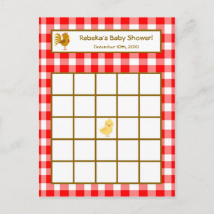 Schriftliche Bingokarte Rotstall-Nutztiere Einladungspostkarte