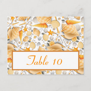 Schriftliche Platzkarte Assorted Seashells Orange Postkarte