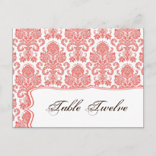Schriftliche Platzkarte Coral White Damask Leiste  Postkarte