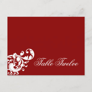 Schriftliche Platzkarte Crimson Red Floral Filigre Postkarte