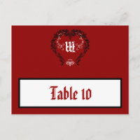 Schriftliche Platzkarte Crimson Red Verziert Embel