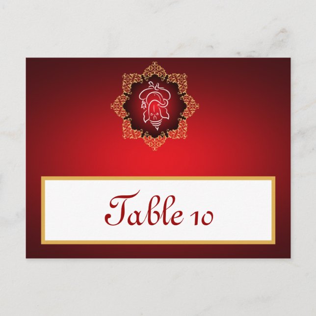 Schriftliche Platzkarte Lord Ganesha/Hindu Red Spi Postkarte (Vorderseite)