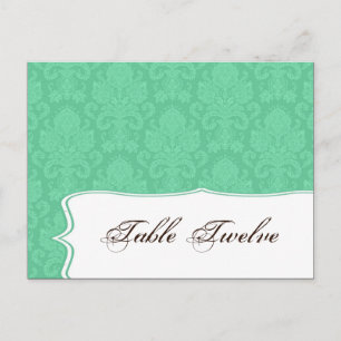 Schriftliche Platzkarte Minze weiß Damask Spitze D Postkarte