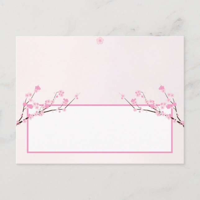 Schriftliche Platzkarte Pink Cherry Blossom Postkarte (Vorderseite)
