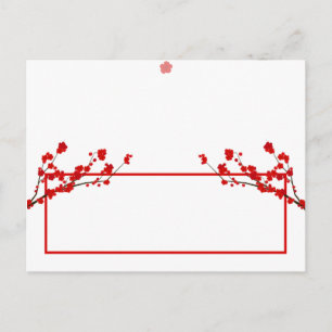 Schriftliche Platzkarte Red Cherry Blossom Postkarte