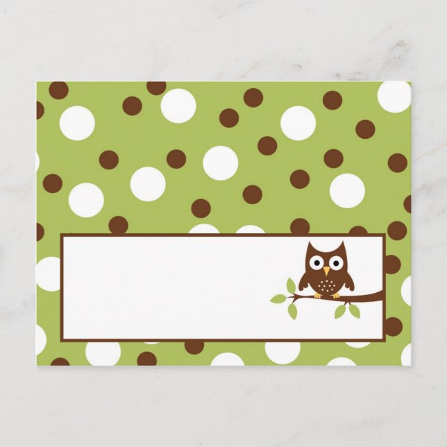 Schriftliche Platzkarte Woodland Friends Owl Postkarte (Vorderseite)