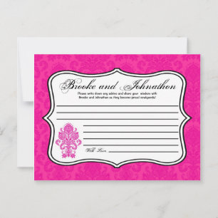 Schriftliche Ratenkarte Hot Pink Damask Leiste Dru Hinweiskarte