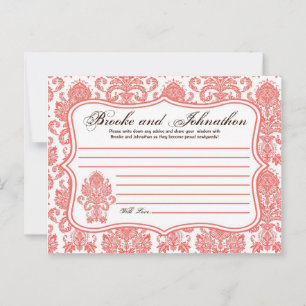 Schriftliche Ratenkarte Korallenweiße Damaskus Spi Hinweiskarte