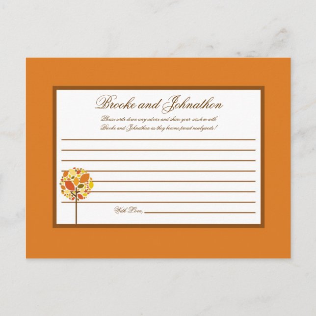 Schriftliche Ratenkarte Moderner Herbstbaum fallen Hinweiskarte (Vorderseite)