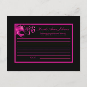 Schriftliche Ratenkarte Sweet 16 Hot Pink Black Pa Postkarte