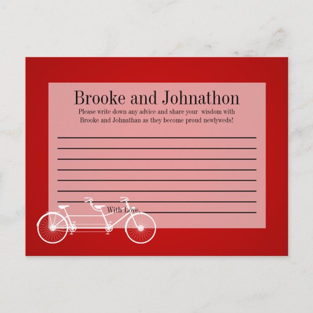 Schriftliche Ratenkarte Whimsical Red Double Bike Hinweiskarte (Vorderseite)