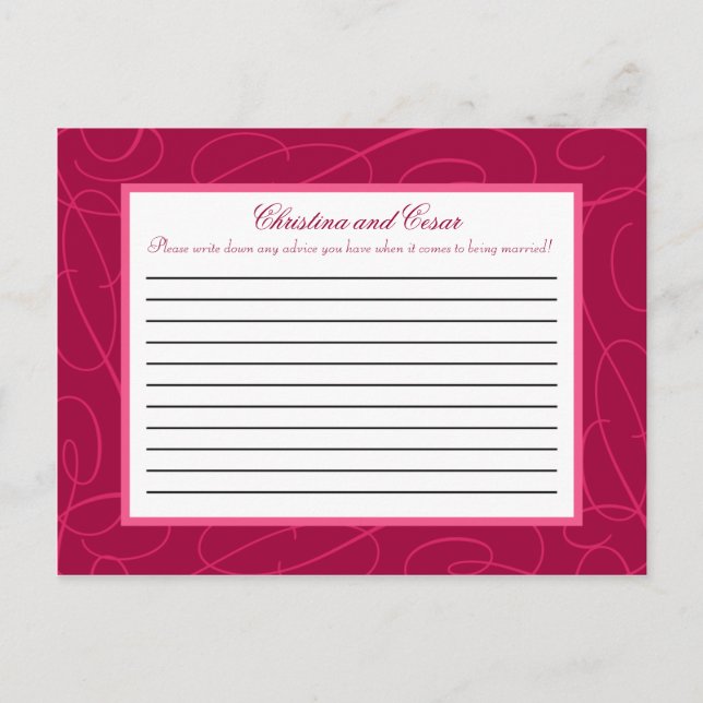 Schriftliche Ratschläge Karte Himbeere Rosa Schlei (Vorderseite)