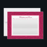 Schriftliche Ratschläge Karte Himbeere Rosa Schlei<br><div class="desc">Diese bezaubernden, schriftlichen Advice Cards sind perfekte Ergänzung zu jeder Hochzeit. Gib diese Karten einfach an deine Gäste, zusammen mit den schönen Tips Sharpie Stiften. Ihre Gäste können sich dann alle Ratschläge für die neue Braut und den neuen Bräutigam notieren. Diese sind in einer Größe von 4, 25" x 5,...</div>