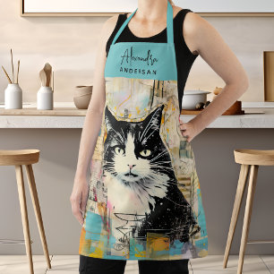 Schriftname Katze Mama Papa Kochen Schürze