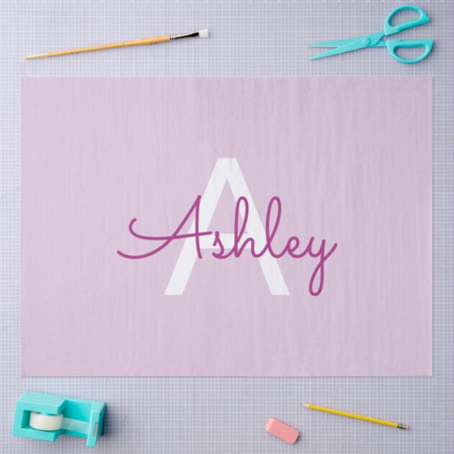 Schriftname & Monogramm | Magenta & Helllila Seidenpapier (Basteln)