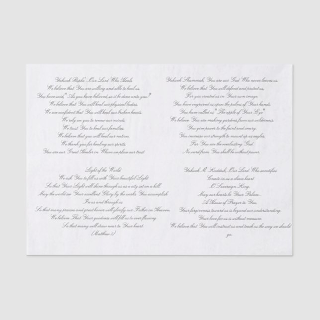 Schrifts-Gebet Decoupage Seidenpapier (Vorderseite)