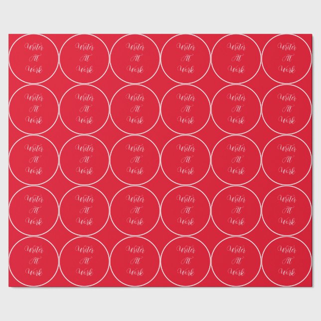 Schriftsteller am Arbeitsplatz rot Geschenkpapier (Saum)