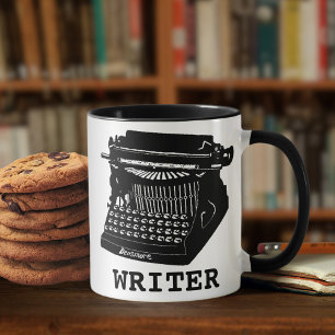 Schriftsteller Antike Schreibmaschine Kaffeetasse