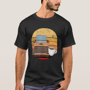 Schriftsteller Autor Kaffee Schreibmaschine Retr T-Shirt