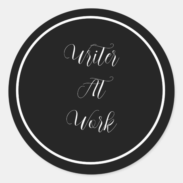 Schriftsteller bei der Arbeit Runder Aufkleber (Vorderseite)