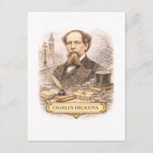 Schriftsteller Charles Dickens im Vintage-Stil Postkarte