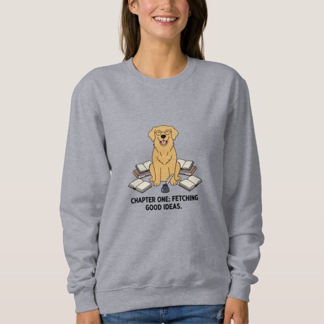 Schriftsteller Companion Golden Retriever Art Desi Sweatshirt (Vorderseite)