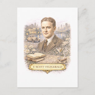 Schriftsteller F. Scott Fitzgerald im Vintage-Stil Postkarte