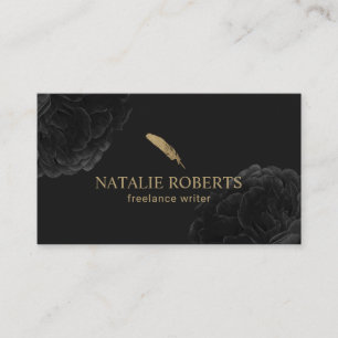 Schriftsteller Gold Quill Logo Vintage Schwarze Bl Visitenkarte