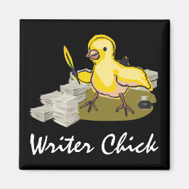 Schriftsteller mit Papier, Feder und Tinte Magnet