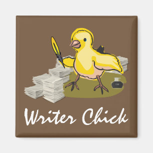 Schriftsteller mit Papier, Feder und Tinte Magnet