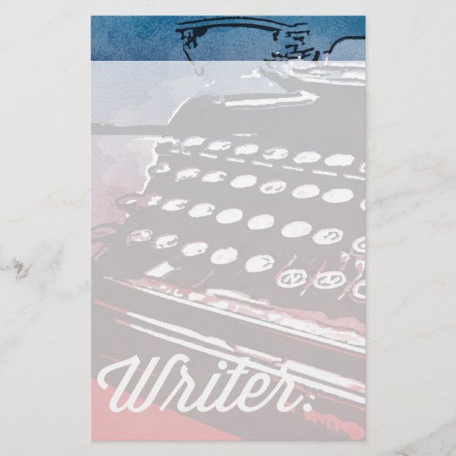 Schriftsteller mit Schreibmaschine Blue Red Pop Ar Briefpapier (Vorderseite)