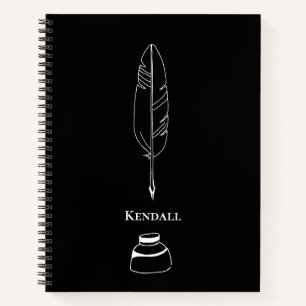 Schriftsteller Quill Feder Minimalistisch Schwarz Notizbuch