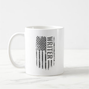Schriftsteller USA-Flagge Distressed-Design Kaffeetasse