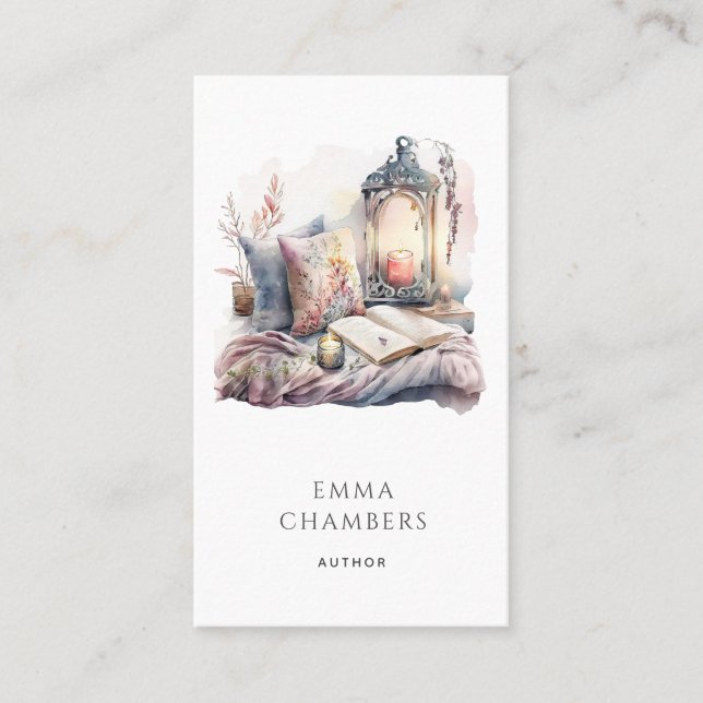 Schriftsteller-Wasserfarbenlesecke Visitenkarte (Vorderseite)