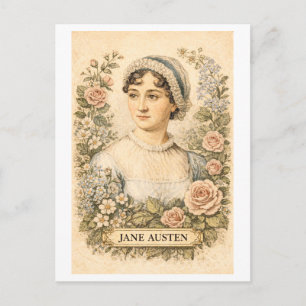 Schriftstellerin Jane Austen im Vintage-Stil Postkarte