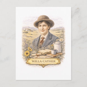 Schriftstellerin Willa Cather im Vintage-Stil Postkarte