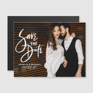 Schriftzeichen-Typografie Save the Date Foto Magneteinladung