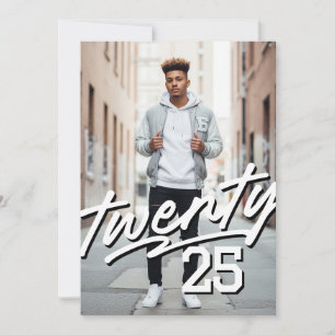 Schriftzug-Abschlussball   Männliches Foto-Abschlu Einladung