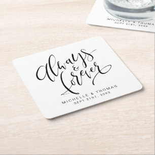 Schriftzug 'Black And White Modern Always And Fore Rechteckiger Pappuntersetzer