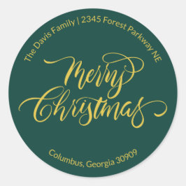 Schriftzug Kalligrafie Frohe Weihnachten Rücksende Runder Aufkleber