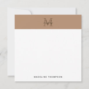 Schriftzug Metallic Taupe Gold Monogramm Quadrat Mitteilungskarte