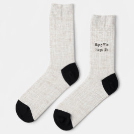 Schriftzug schwarz auf Leinen, Glückliche Frau Glü Socken