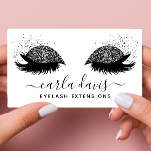 Schriftzug Schwarze Glitter-Wimpern Visitenkarte