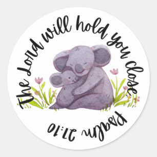 Schriftzüge (Psalm 27:10 Koala) Runder Aufkleber