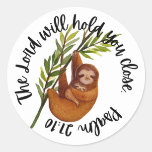 Schriftzüge (Psalm 27:10 Sloth) Runder Aufkleber
