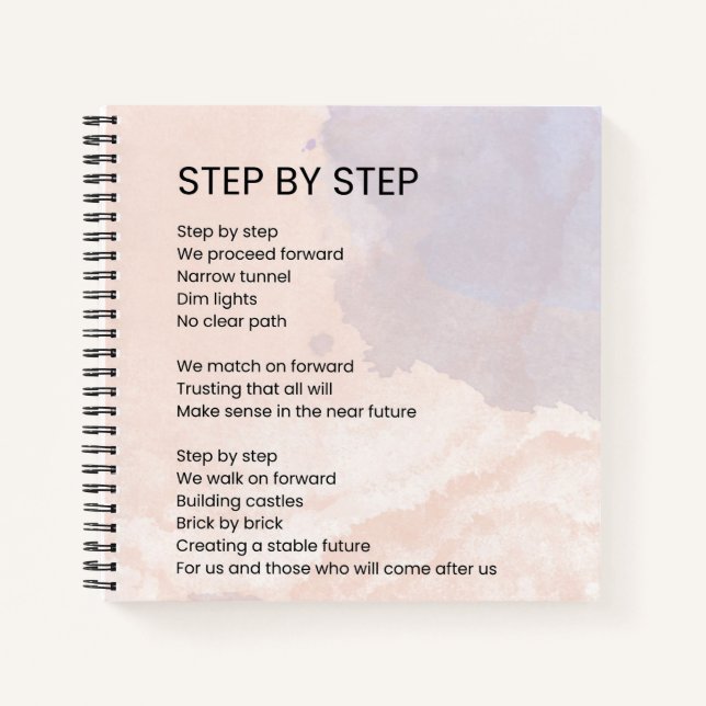 Schritt für Schritt - Ermächtigung Gedicht Gedicht Notizbuch (Vorderseite)