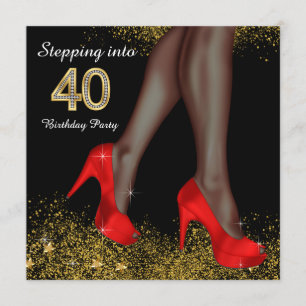 Schritt in 40 Geburtstagsparty Red Shoes Ethnic Einladung