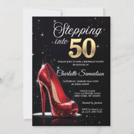 Schritt in 50 GEBURTSTAG Red High Heels 50 Einladung